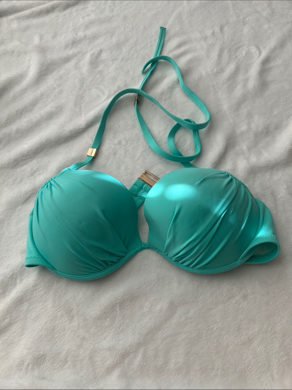 Victoria's Secret Teal Push-Up Bra with Gold Accent